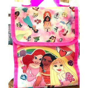 Disney Princess Lined Insulated Lunch Bag Barbie Pink‎ Ariel Moana Rapunzel